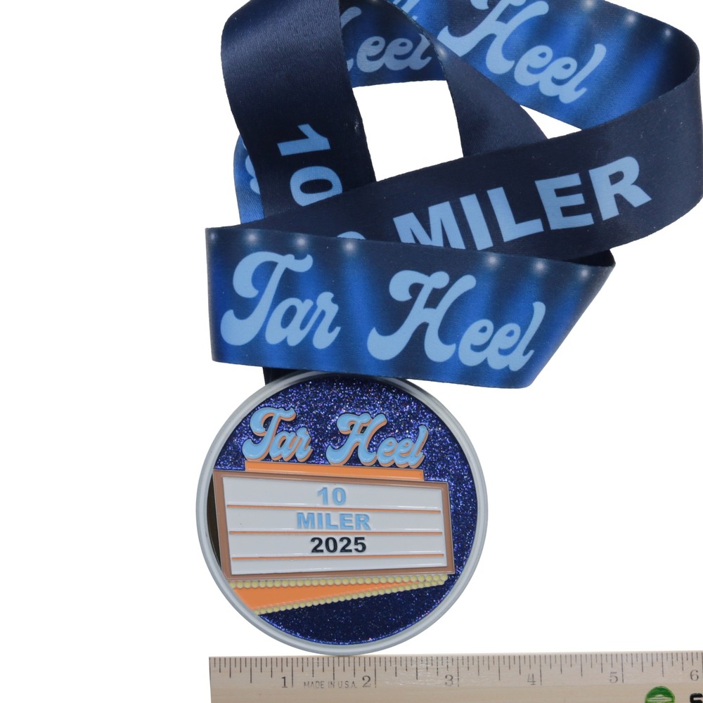 Tar Heel 10 Miler Medal OS Unisex Blue Excellent 2025 Running Race Finisher - Picture 2 of 3
